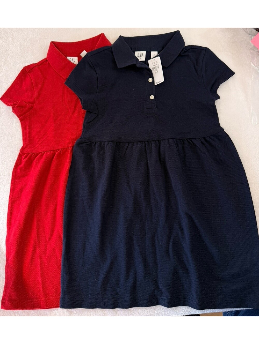 Gap Kids Girls XS 4-5 Lot Polo Dress Red Blue Short Sleeve New NWT